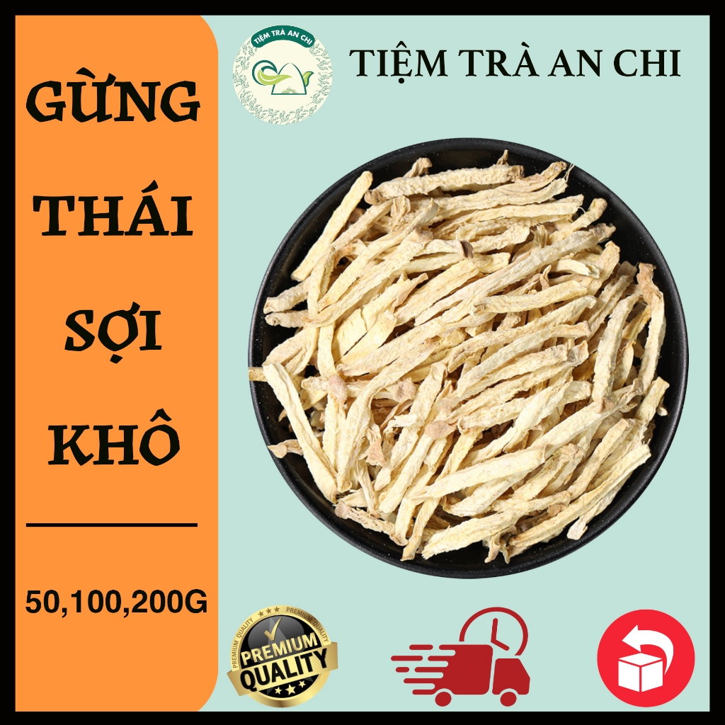 100g Gừng thái sợi khô thơm đẹp không vụn làm trà, nấu ăn