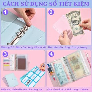Sổ Tiết Kiệm Đựng Tiền Chi Tiêu Kèm Túi Zip Và Nhãn Dán A6 Timo VPBL24