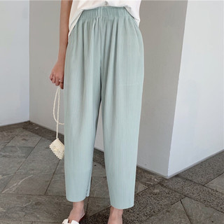 Quần Baggy Ống Rộng Bigsize Dài 9 Tấc Cạp Chun Co Giãn Có Túi Hai Bên Vải Thun Gân Mềm Q18