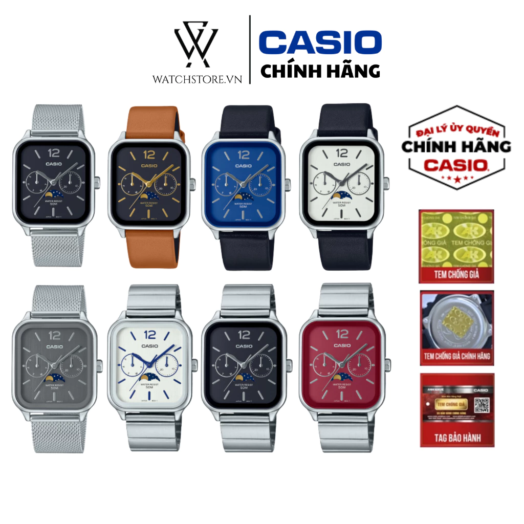 Đồng hồ Casio Moonphase MTP-M305 Quartz mặt kính khoáng 34mm
