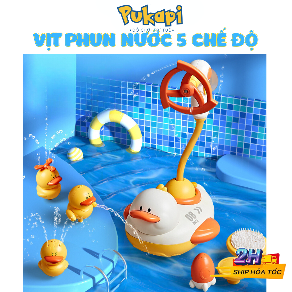 Đồ Chơi Vịt Phun Nước Thả Bồn Tắm Bể Bơi 5 Chế Độ Phun Nước Đồ Chơi Nhà Tắm Thả Bồn Tắm Cho Bé - Đồ Chơi Cho Bé PUKAPI