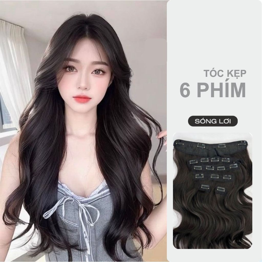 Tóc Kẹp 6 Phím iAn, Tóc Giả Kẹp iAn,Tóc 6 phím thẳng, xoăn, sóng trục, song lơi độ dài 40-50cm