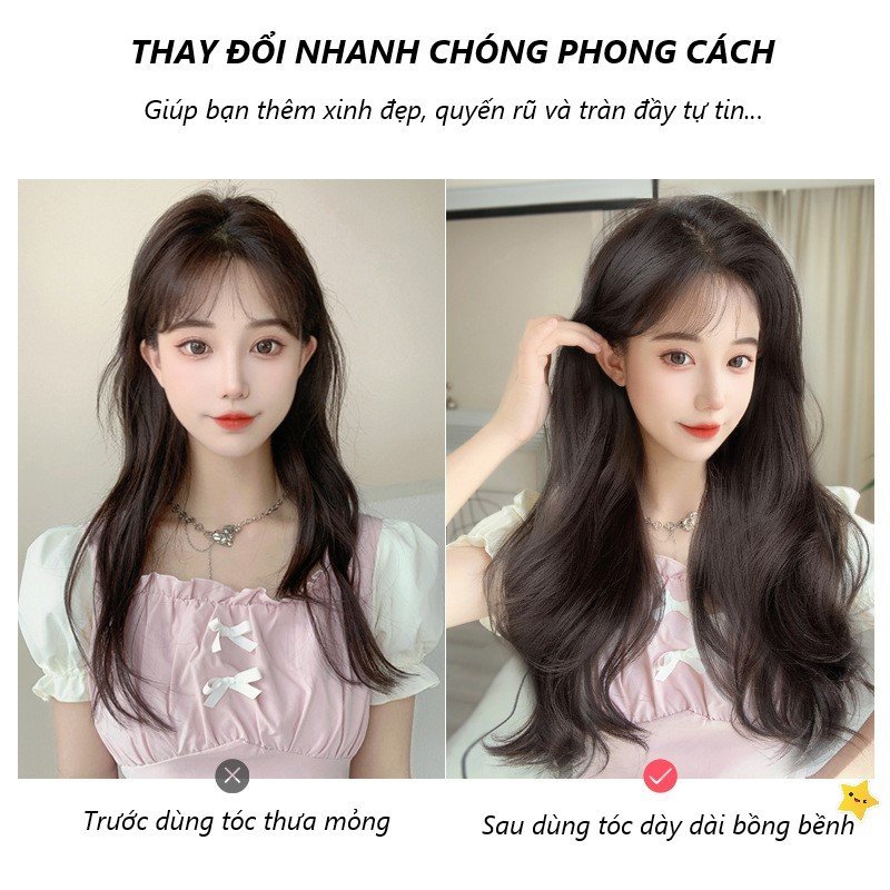 Tóc Giả Kẹp, Tóc giả xoăn sóng lơi nhẹ,độ dài 45 và 55cm