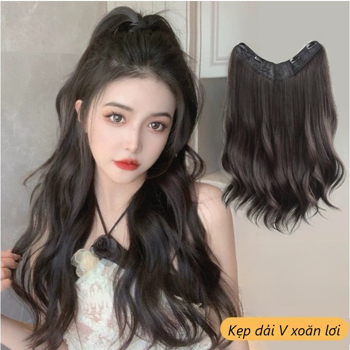 Tóc Giả Kẹp, Tóc giả xoăn sóng lơi nhẹ,độ dài 45 và 55cm