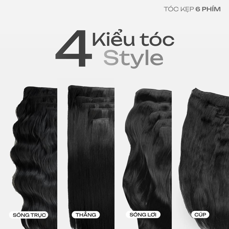 Tóc Kẹp 6 Phím iAn, Tóc Giả Kẹp iAn,Tóc 6 phím thẳng, xoăn, sóng trục, song lơi độ dài 40-50cm