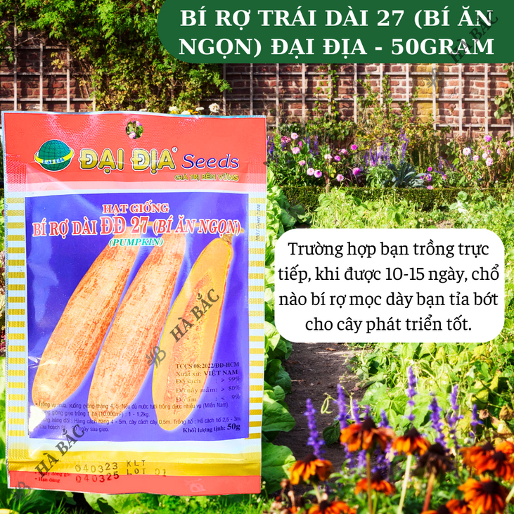 Hạt Giống Bí Rợ Trái Dài 27 (Bí Ăn Ngọn) Đại Địa - 50gram, Hạt Giống Nảy Mầm Tốt, Năng Suất Cao, Trông Quanh Năm