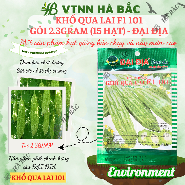 Khổ Qua Lai F1 101  Gói 2.3gram (15 Hạt) - Đại Địa, Hạt Giống Nảy Mầm Tốt, Năng Suất Cao, Trông Quanh Năm