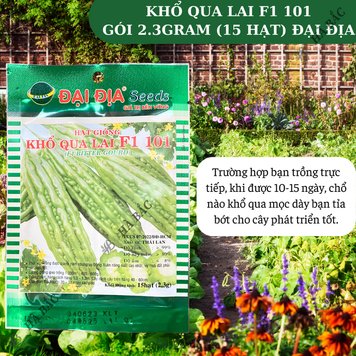 Khổ Qua Lai F1 101  Gói 2.3gram (15 Hạt) - Đại Địa, Hạt Giống Nảy Mầm Tốt, Năng Suất Cao, Trông Quanh Năm