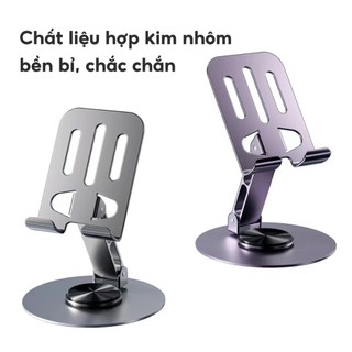 Giá Đỡ Điện Thoại Máy Tính Bảng Xoay 360 Hợp Kim Nhôm, Kệ Điện Thoại Xem Phim Livestream