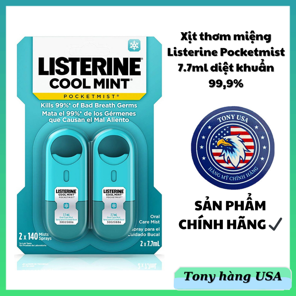 Xịt Thơm Miệng Diệt Khuẩn Listerine Pocket Mist 7.7ml x 2 sát khuẩn 99 ...