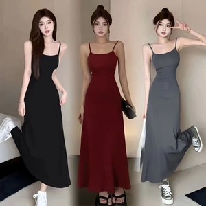 Đầm váy body nữ dáng dài hai dây hở lưng thun co giãn hottrend Hàn Quốc phong cách gợi cảm MT33 SP164