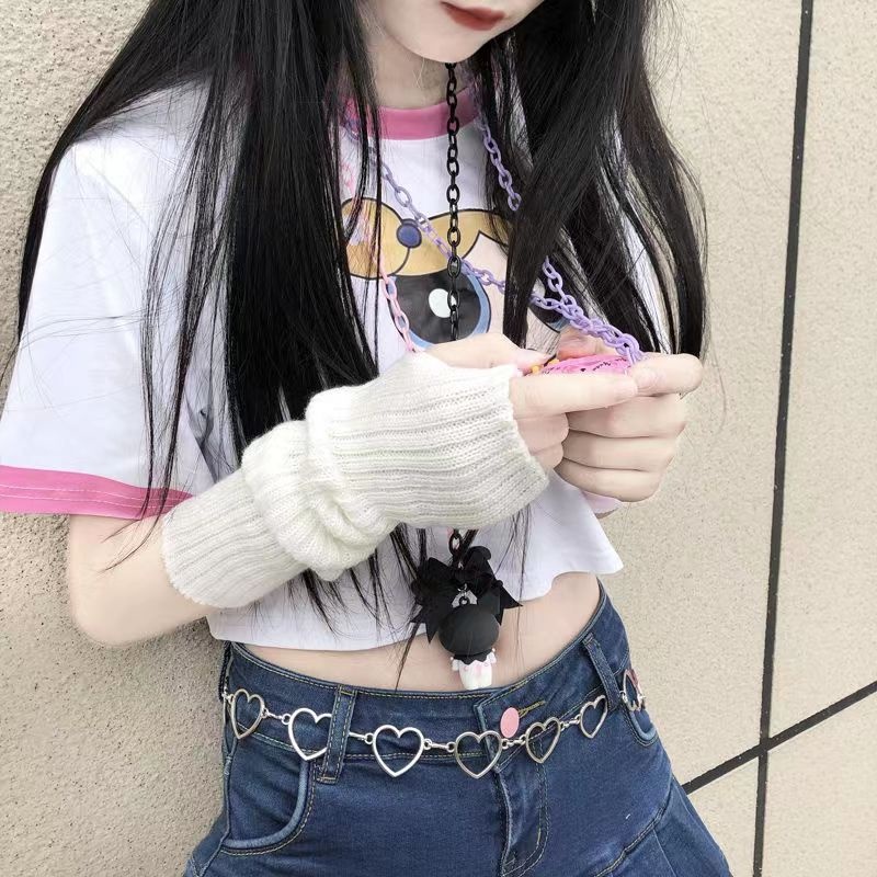 Găng Tay Len Dệt Kim Giữ Ấm Phong Cách Y2K Xinh Xắn, Bao Tay Hở Ngón Unisex Basic Năng Động by.Lisa
