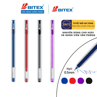 Bút gel Bitex mực xanh, đen, tím, đỏ G04