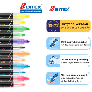 Bút dạ quang hai đầu highlighter Bitex HL02 nhiều màu