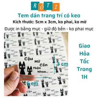 Set 50 tem dán trang trí túi gói hàng, note khách mở hàng cẩn thận cute, kích thước 5x3cm
