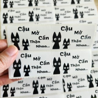 Set 50 tem dán trang trí túi gói hàng, note khách mở hàng cẩn thận cute, kích thước 5x3cm