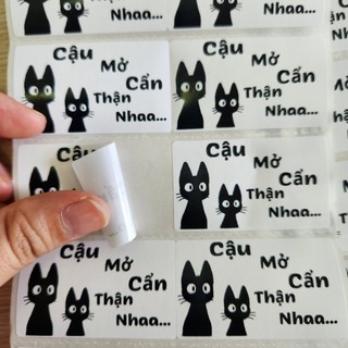 Set 50 tem dán trang trí túi gói hàng, note khách mở hàng cẩn thận cute, kích thước 5x3cm