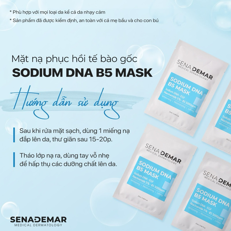 5-10 miếng Mặt nạ Sena demar sodium DNA B5 mask hạn 2028 -  mặt nạ senademar  IS221
