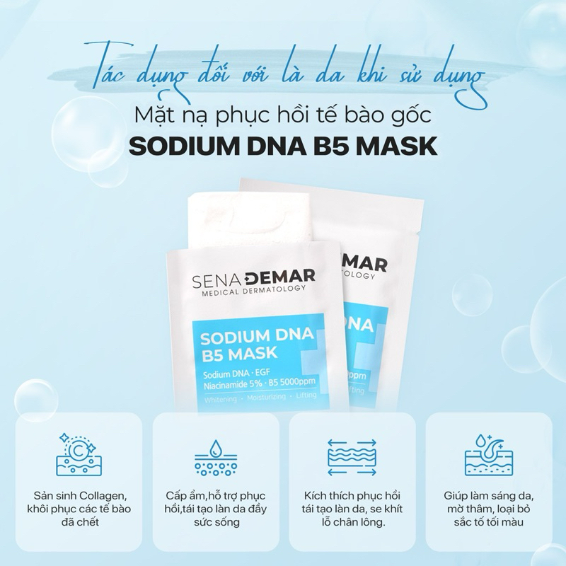 5-10 miếng Mặt nạ Sena demar sodium DNA B5 mask hạn 2028 -  mặt nạ senademar  IS221