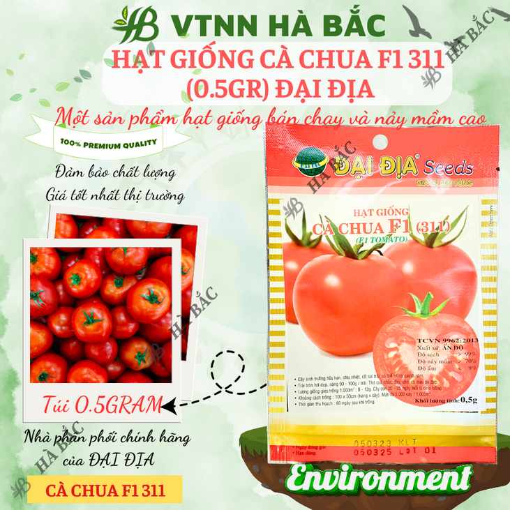 Hạt Giống Cà Chua F1 311  (0.5gr) ĐẠI ĐỊA, Hạt Giống Nảy Mầm Tốt, Năng Suất Cao, Trông Quanh Năm
