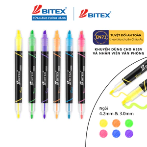 Bút dạ quang hai đầu highlighter Bitex HL02 nhiều màu