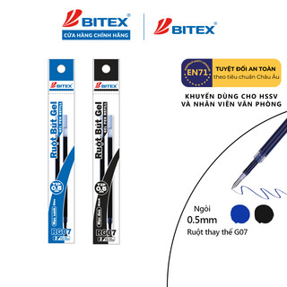 Ruột bút gel Bitex G07 mực đen, xanh, đỏ 0.5 mm (2 cái/túi)