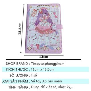 Sổ Xinh A5 Ghi Chép Viết Tay Nhật Ký Hoạ Tiết Cute Bìa Mềm Timo VPS35