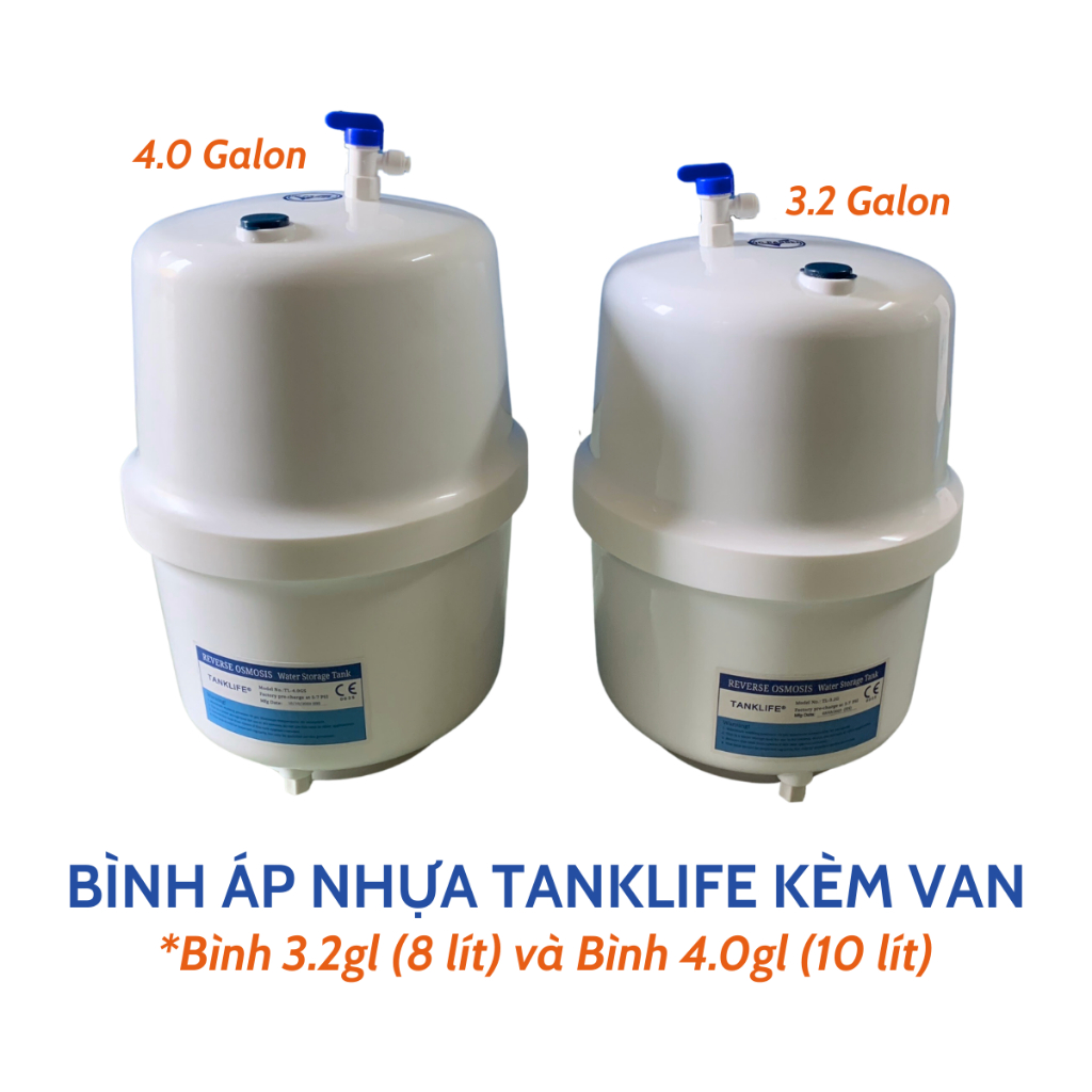 Bình Áp Tích Nước Tinh Khiết RO Karofi 3.2 Chính Hãng (Mẫu Mới Nhất) Nhựa Nguyên Sinh Siêu Bền KÈM VAN.