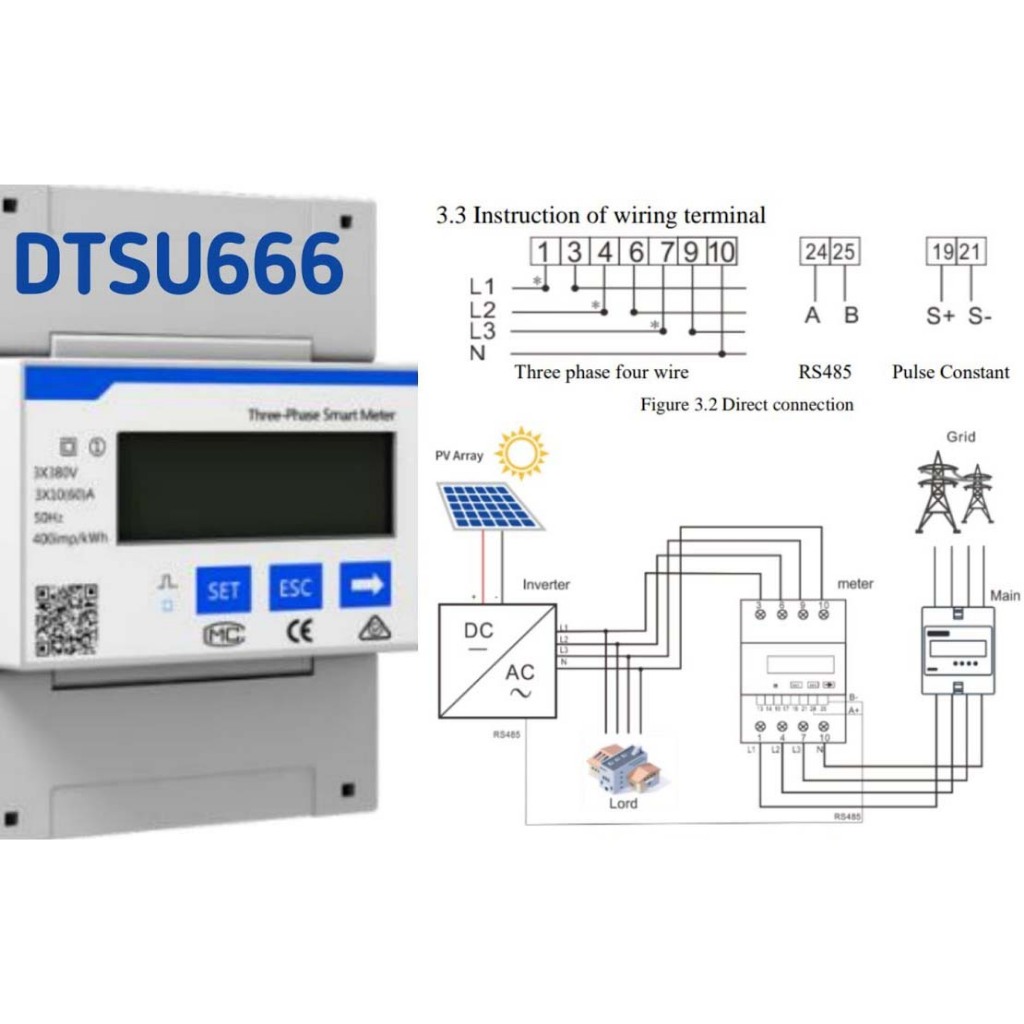 Công tơ điện thông minh, đồng hồ đo công suất 3 pha Chint DTSU666 ...