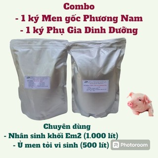 Combo bộ men ủ tỏi, ủ men thứ cấp Bio Phương Nam (túi Vem gốc và túi Phụ Gia dinh dưỡng gốc bột)