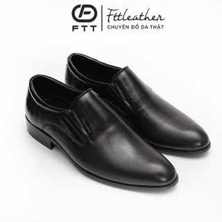Giày lười nam công sở Fttleather da bò trơn màu đen mẫu 634