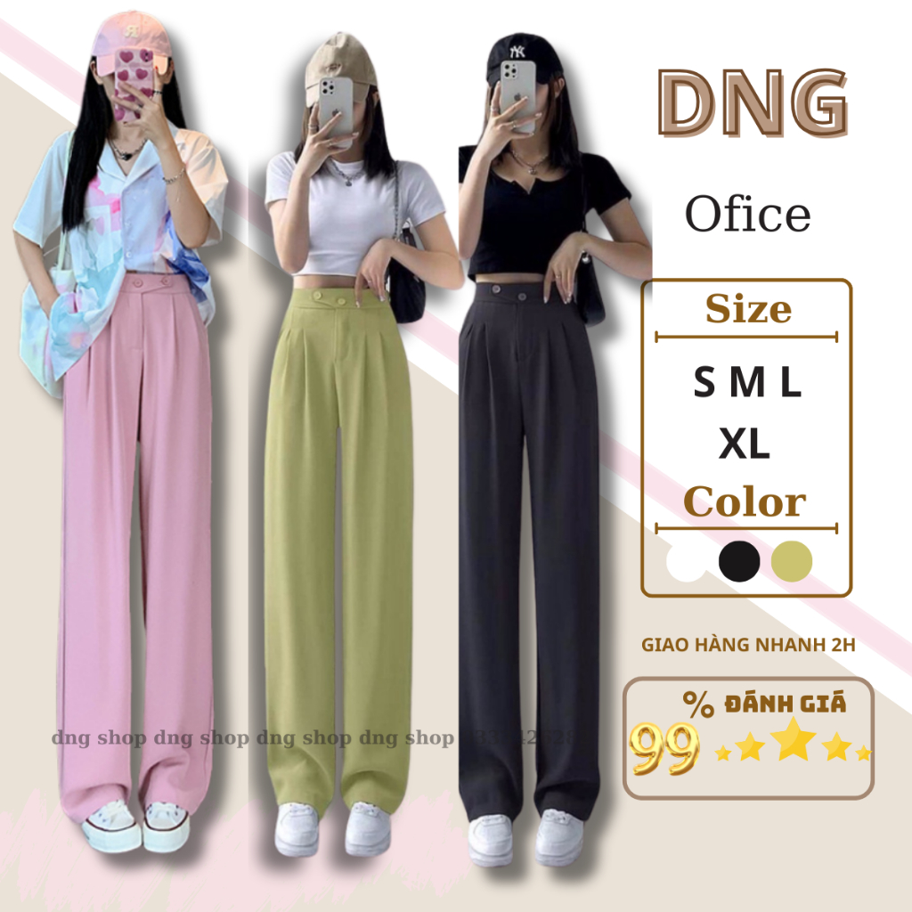 QUẦN Suông Ống Rộng NỮ ĐẸp LỆCH KHUY CẠP CAO,QUẦN Tây Âu Dài ỐNG ĐỨNG Dáng 2 Cúc CHẤT RUBY Cao Cấp