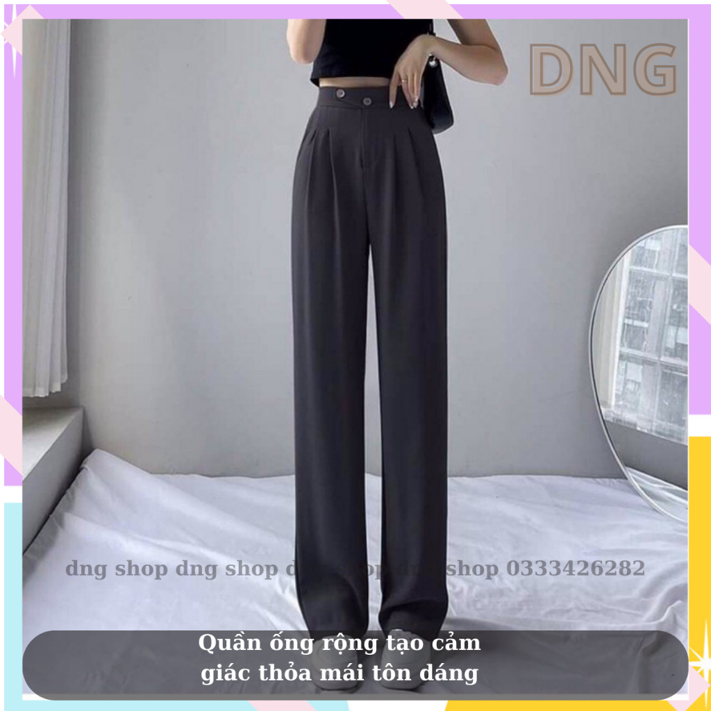 QUẦN Suông Ống Rộng NỮ ĐẸp LỆCH KHUY CẠP CAO,QUẦN Tây Âu Dài ỐNG ĐỨNG Dáng 2 Cúc CHẤT RUBY Cao Cấp