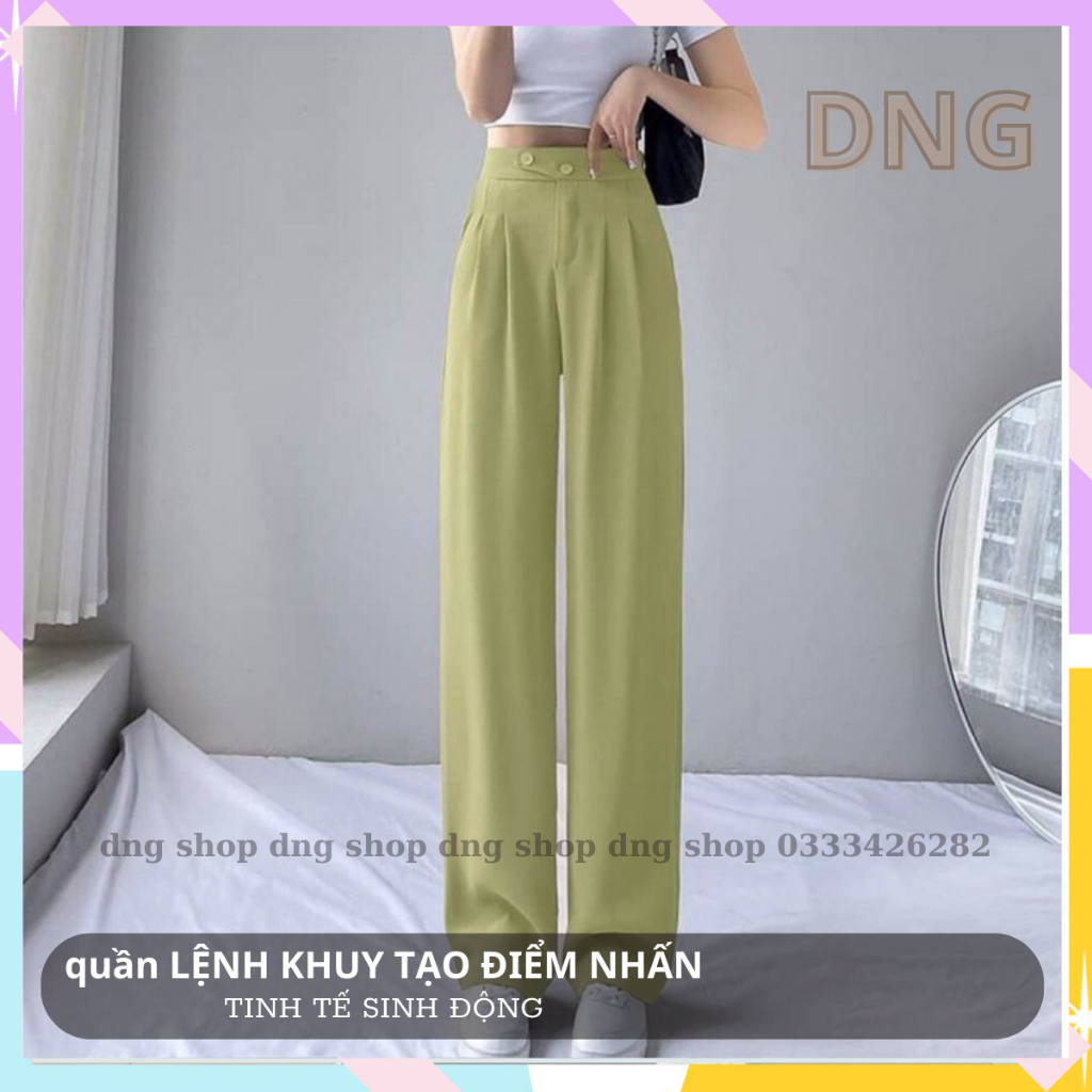QUẦN Suông Ống Rộng NỮ ĐẸp LỆCH KHUY CẠP CAO,QUẦN Tây Âu Dài ỐNG ĐỨNG Dáng 2 Cúc CHẤT RUBY Cao Cấp