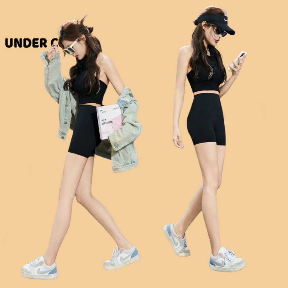 Quần Legging Đùi Nữ Bikershort UNDERCOOL Có Viền Nâng Mông Mặt Trong Cạp Cao Tôn Dáng QS16