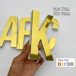 Chữ Nổi Vàng Gương 15cm T1 In Hoa Dán Tường Trang Trí Shop - Chữ Decor Biển quảng cáo Chất Liệu Fomex Alu