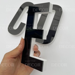 Chữ Nổi Đen 15cm T1 In Hoa Dán Tường Trang Trí Shop - Chữ Decor Biển quảng cáo Chất Liệu Fomex Alu