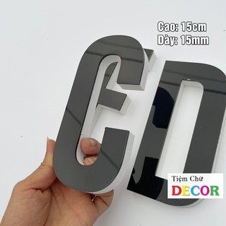Chữ Nổi Đen 15cm T1 In Hoa Dán Tường Trang Trí Shop - Chữ Decor Biển quảng cáo Chất Liệu Fomex Alu