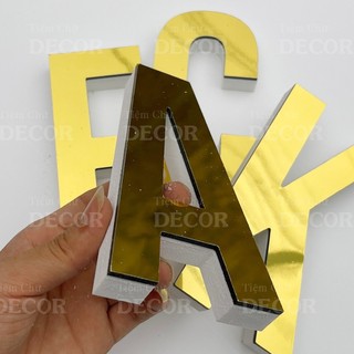 Chữ Nổi Vàng Gương 15cm T1 In Hoa Dán Tường Trang Trí Shop - Chữ Decor Biển quảng cáo Chất Liệu Fomex Alu