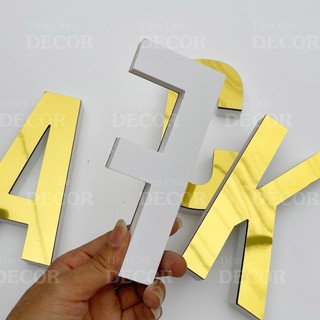Chữ Nổi Vàng Gương 15cm T1 In Hoa Dán Tường Trang Trí Shop - Chữ Decor Biển quảng cáo Chất Liệu Fomex Alu