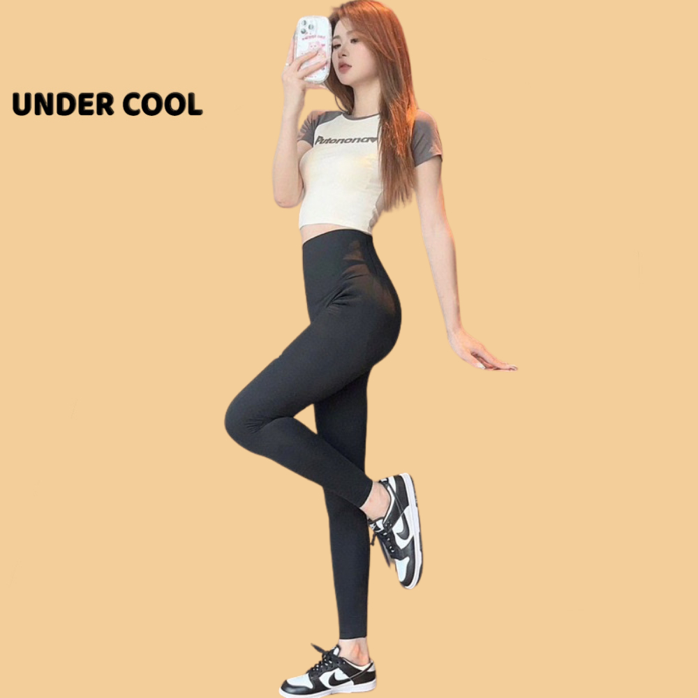 Quần Legging Cạp Cao UNDERCOOL 5D Nâng Mông Tập Gym Yoga Màu Đen QD21