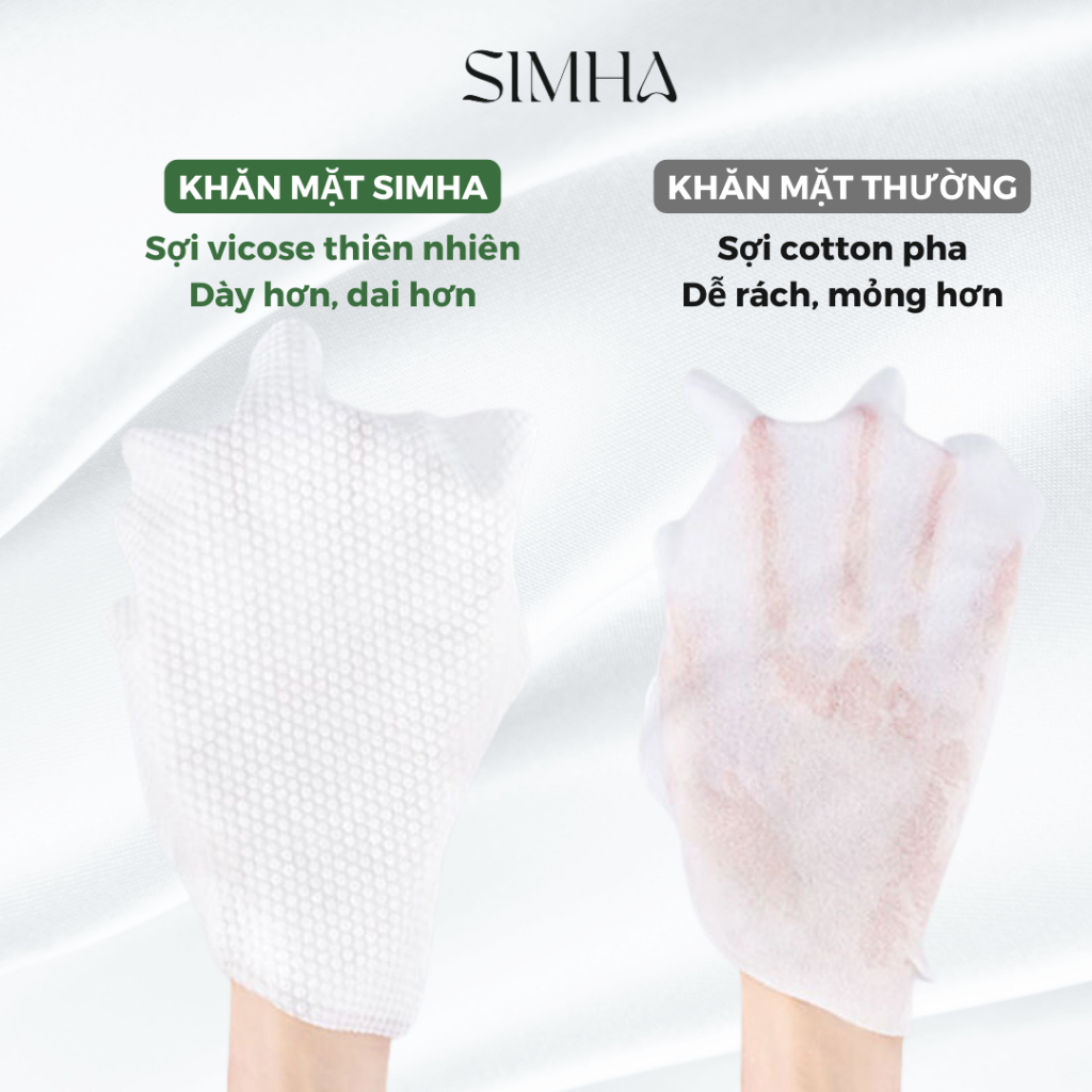 Khăn vải khô đa năng lau cho bé SIMHA  lau mặt cho bé bịch lớn 186 tờ dày dai mềm mịn thấm hút tốt