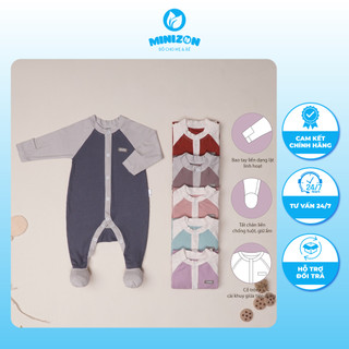Bộ quần áo Sleepsuit cài giữa liền tất Cookie size từ 0-3m đến 9-12m