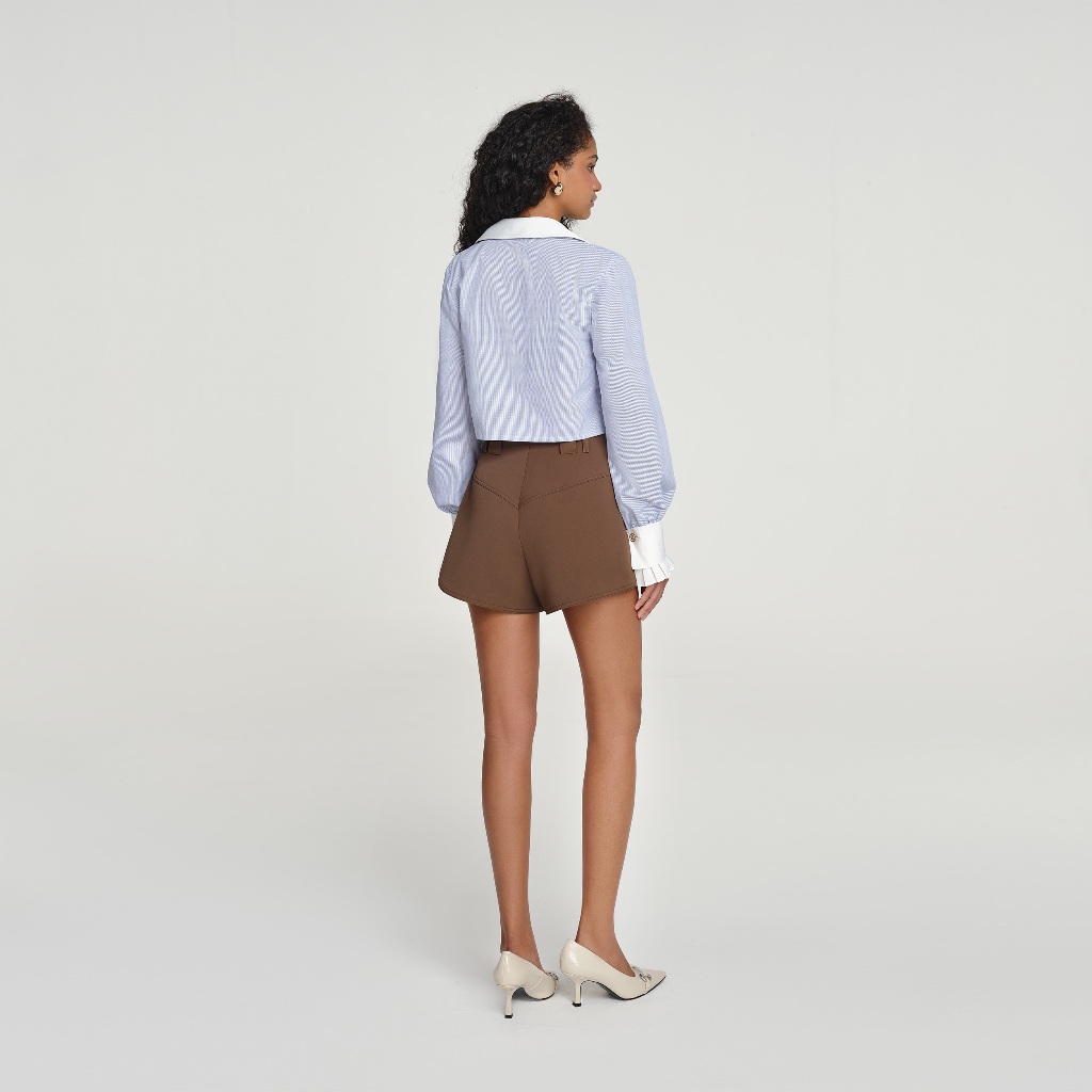 Ảnh DEAR JOSÉ - Quần short ống rộng vải chino nâu -  Orizuru Crepe 1