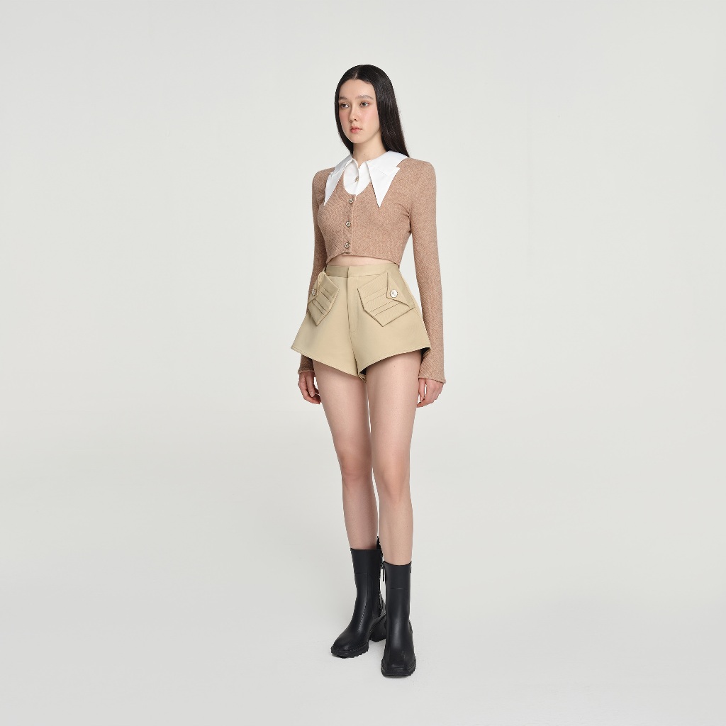 Ảnh DEAR JOSÉ - Quần short ống rộng vải chino màu be - Origami 1