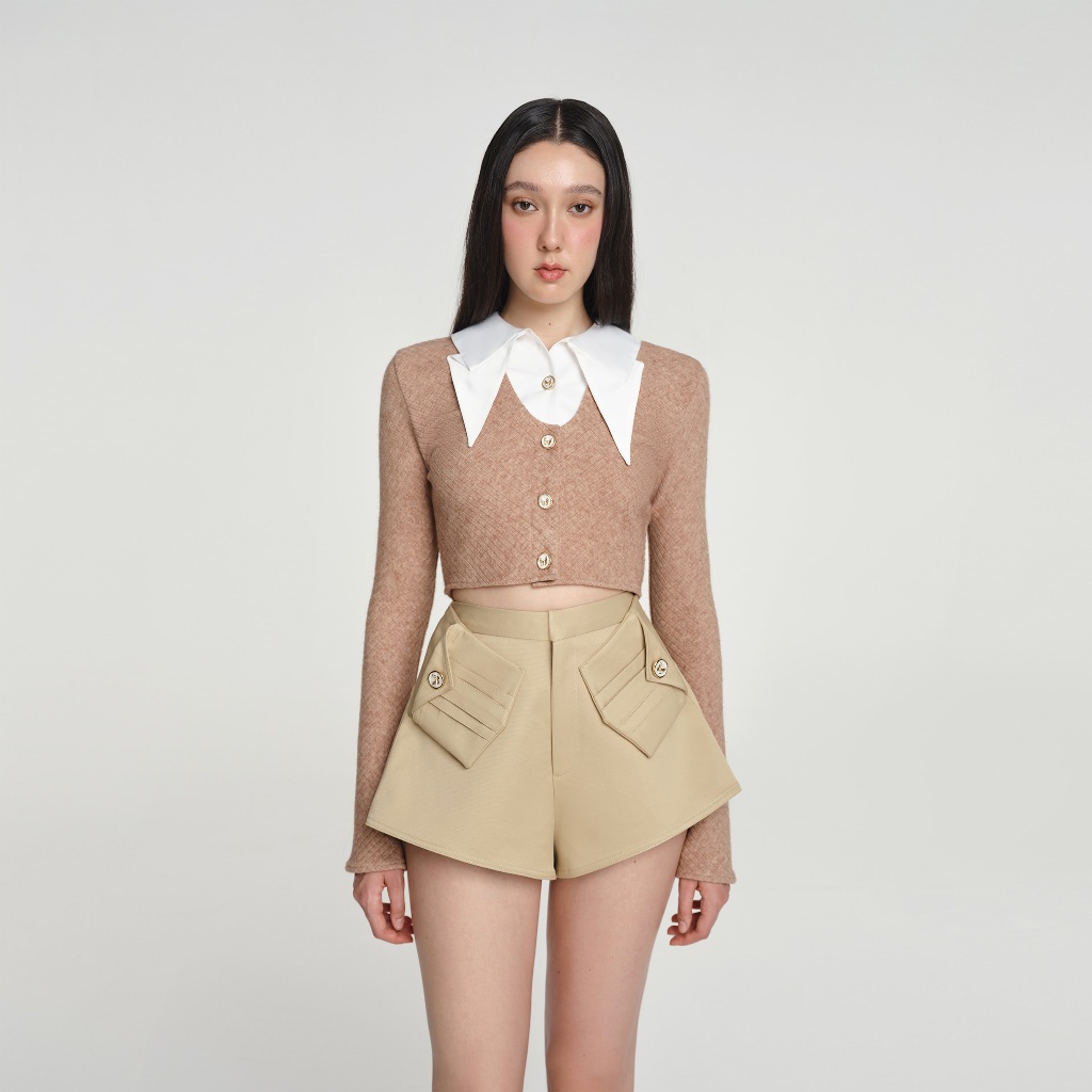 Ảnh DEAR JOSÉ - Quần short ống rộng vải chino màu be - Origami 3