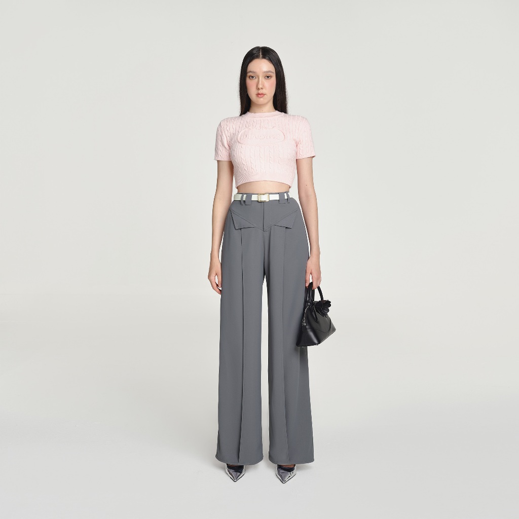 Ảnh DEAR JOSÉ - Áo kiểu croptop vải knit hồng - Nami Chunky 1