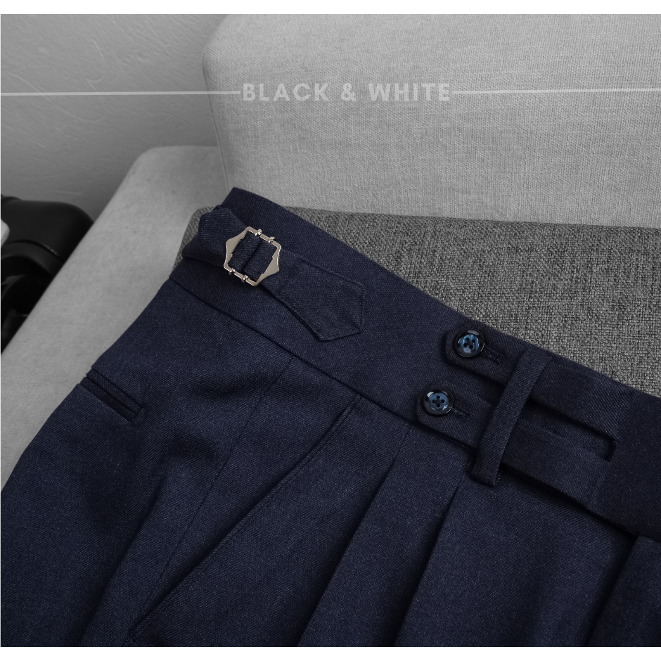 Sidetab 2 Cúc Xanh Navy, Độc Quyền Black & White