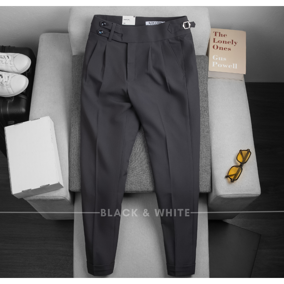 Sidetab 2 Cúc Chì Đậm Cạp Cao, Black & White