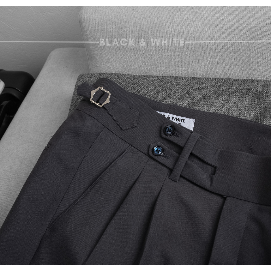 Sidetab 2 Cúc Chì Đậm Cạp Cao, Black & White